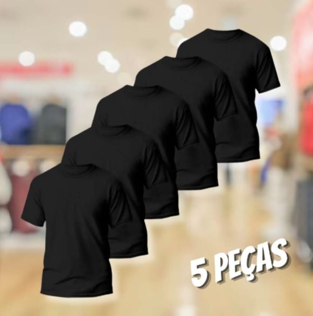 Kit 5 Camisetas Básicas Masculina Dry Fit Lisa Tradicional WT Promoções