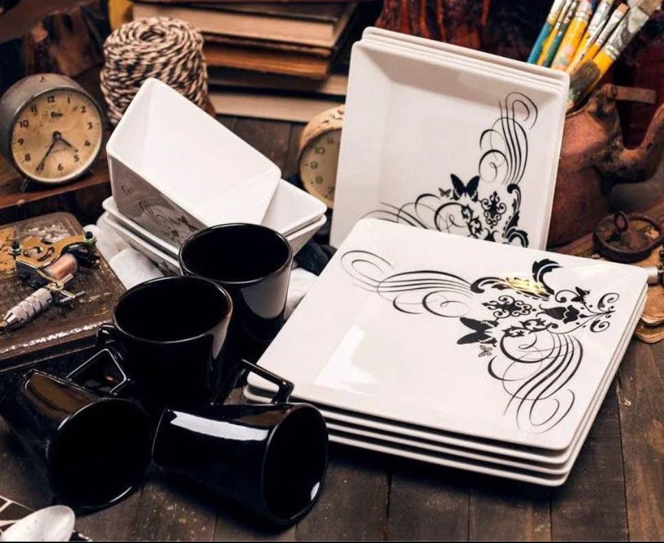 Jogo de Jantar/Chá/Café Quartier Tattoo Oxford 42 Peças Porcelana