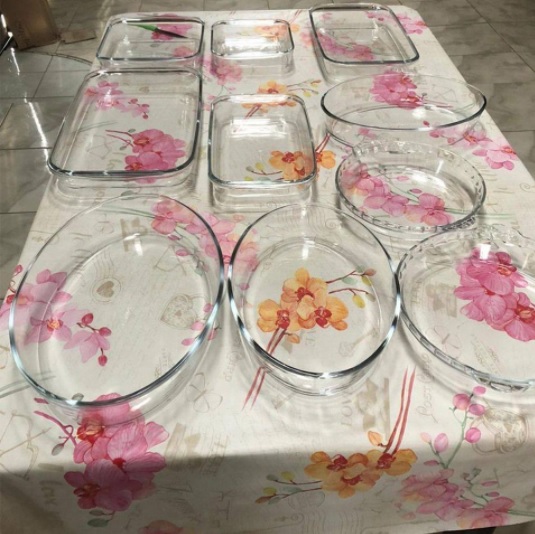 Conjunto de Assadeiras Refratárias 10 Peças Marinex em Vidro Sodacal Resistente a Choque Térmicos