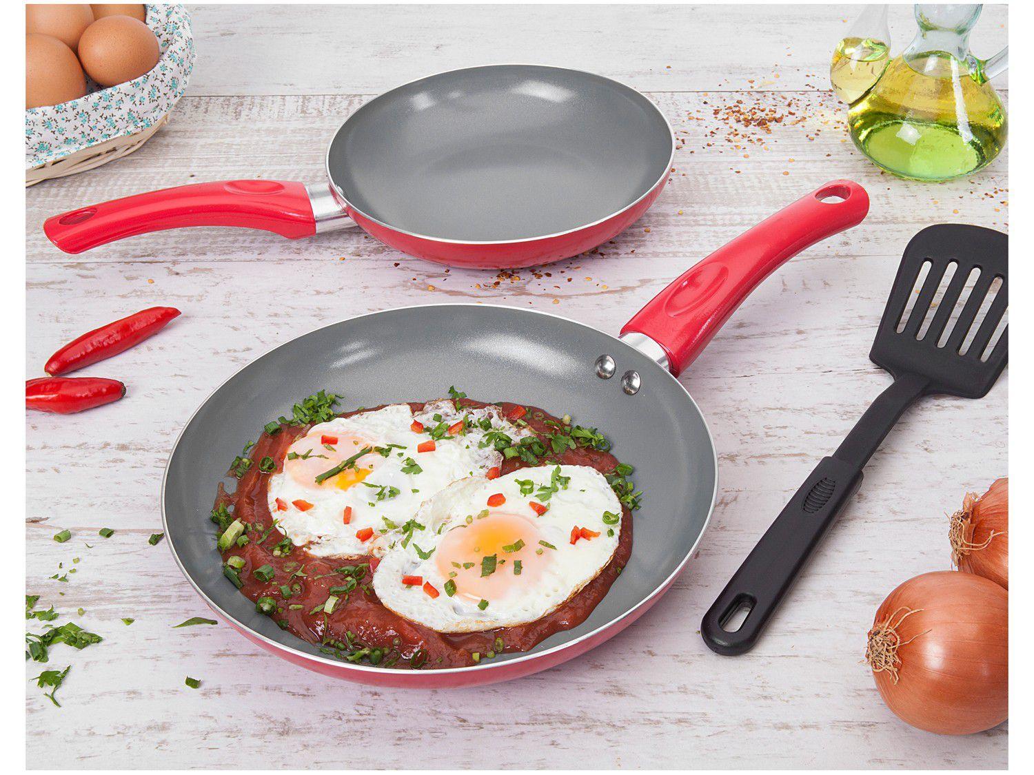 Conjunto de Frigideiras Casambiente de Alumínio – Amo Cozinhar AL010 Vermelha 3 Peças