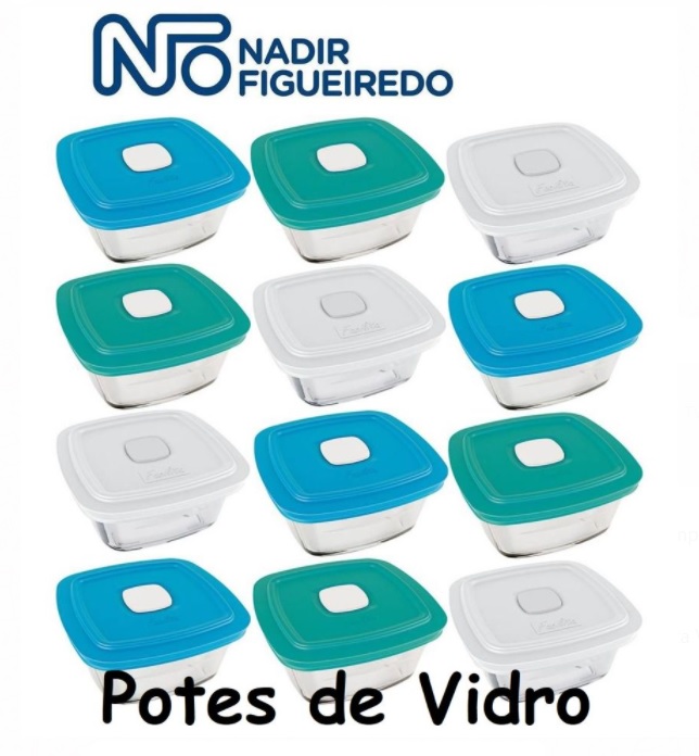 Conjunto de Potes de Vidro 12 Peças Facilita Vap com Tampa 500ml – Nadir Figueiredo