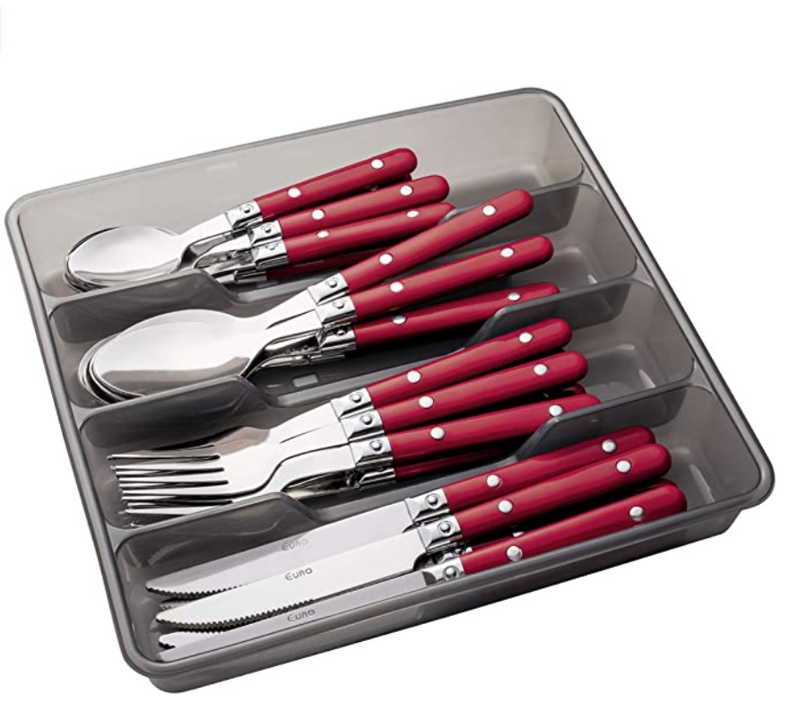Conjunto de Talheres, Rebite, 24 peças, Vermelho, Euro