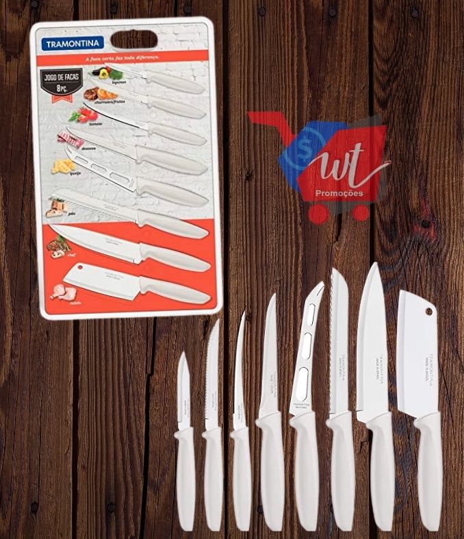 Jogo de Facas, Plenus com Lâminas, Tramontina, Bege
