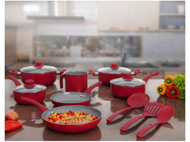 Jogo de Panelas Casambiente Revestimento Cerâmico – de Alumínio Vermelha 10 Peças Sevilla AL091