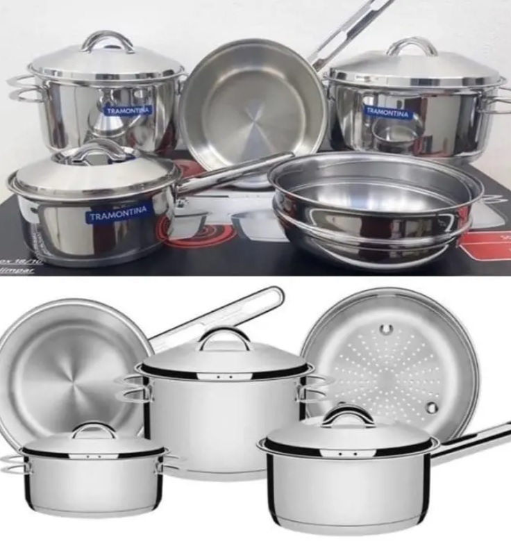 Jogo de Panelas Tramontina Inox Fundo Triplo – 5 Peças Solar 65510/783