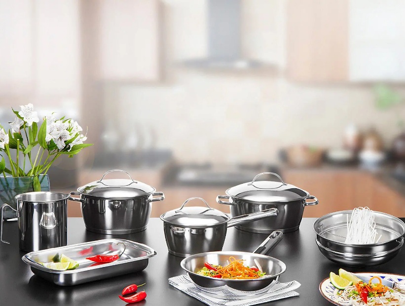 Jogo de Panelas com Fundo Triplo 7 Peça Tramontina Inox