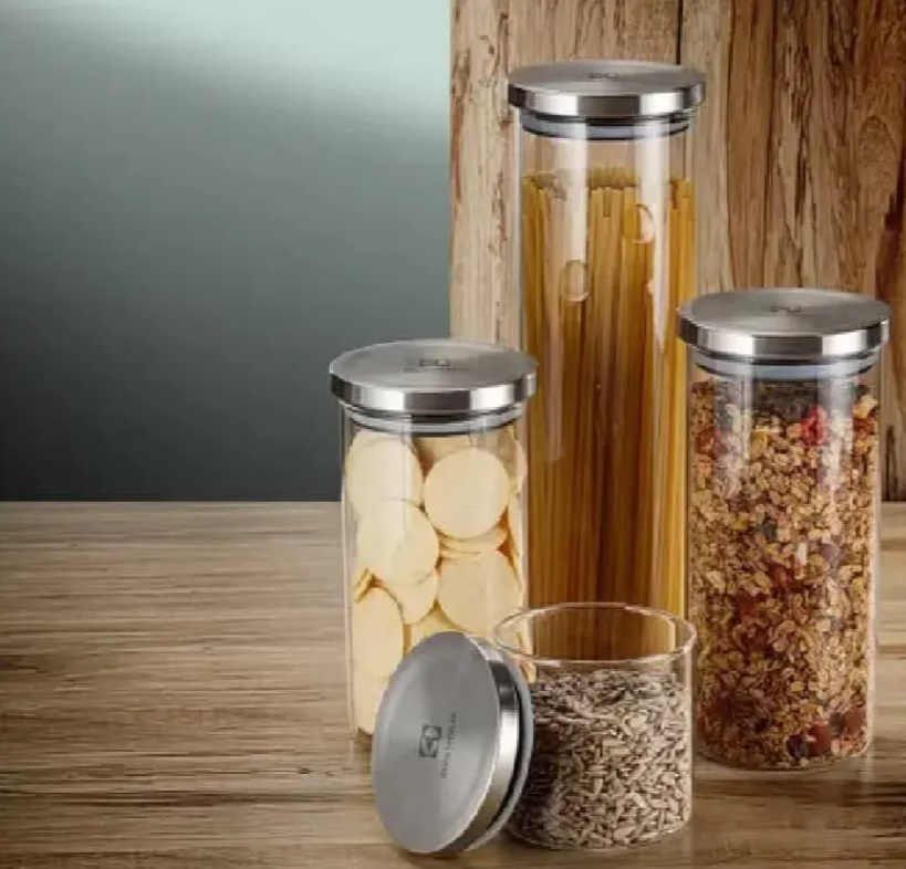 Jogo de Potes de Vidro Hermético Electrolux com Tampa Redondo 4 Peças