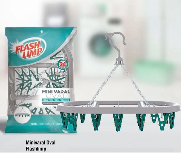 Mini Varal Oval com 24 Prendedores Flash Limp Verde