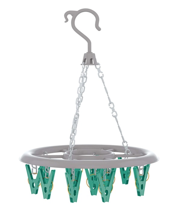 Mini Varal Redondo com 16 Prendedores, Verde, Flash Limp