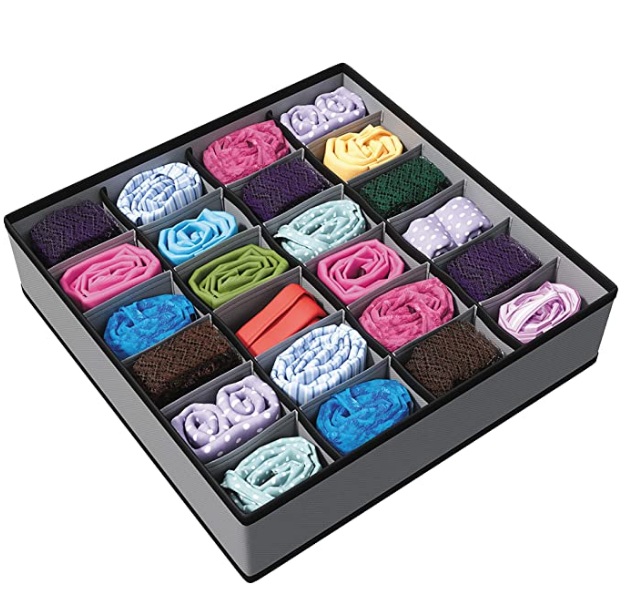 Organizador de Peças Intimas, 24 Divisórias, Cinza, Euro