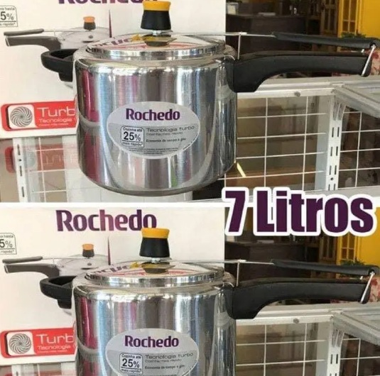 Panela de Pressão 7 L Rochedo Turbo com Fechamento Interno em Alumínio Polido e Tecnologia Turbo – Maior Economia