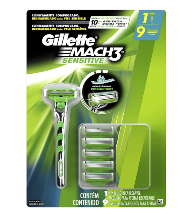 Aparelho de Barbear Gillette Mach3 Sensitive + 9 cargas, Gillette