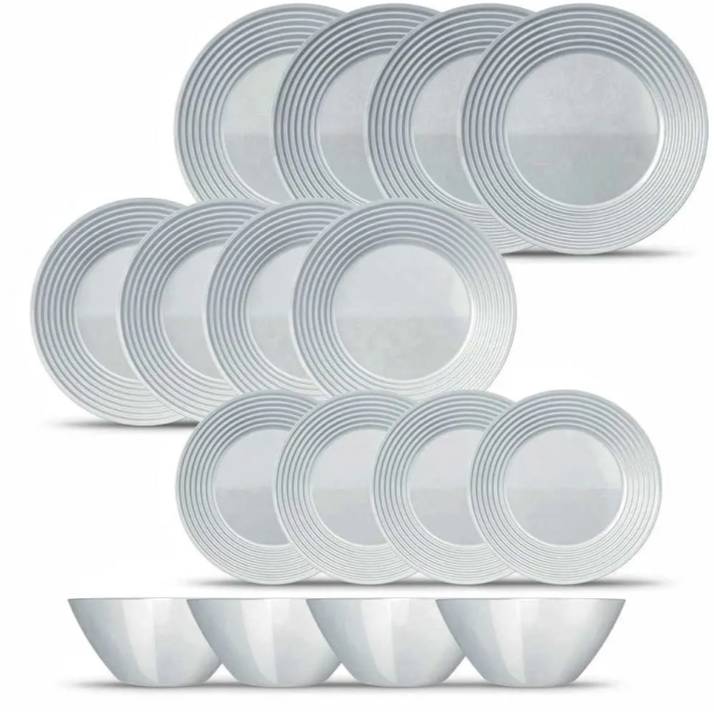 Aparelho de Jantar 16 peças Vidro Saturno Branco – Nadir Figueiredo