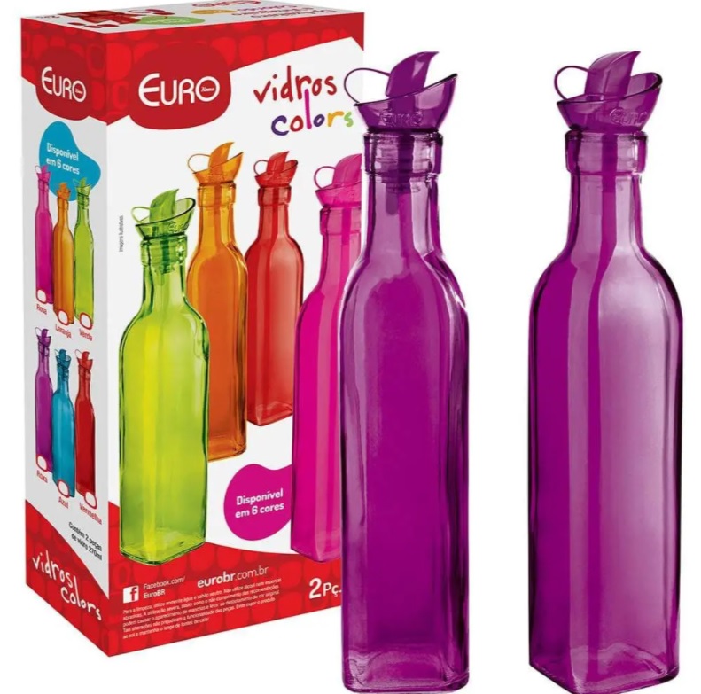 Conjunto Azeiteiro e Vinagreiro 2 Peças Euro Roxo