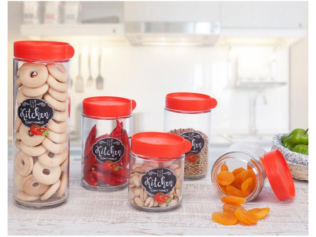 Jogo de Potes de Vidro Casambiente com Tampa – Redondo Kitchen 5 Peças