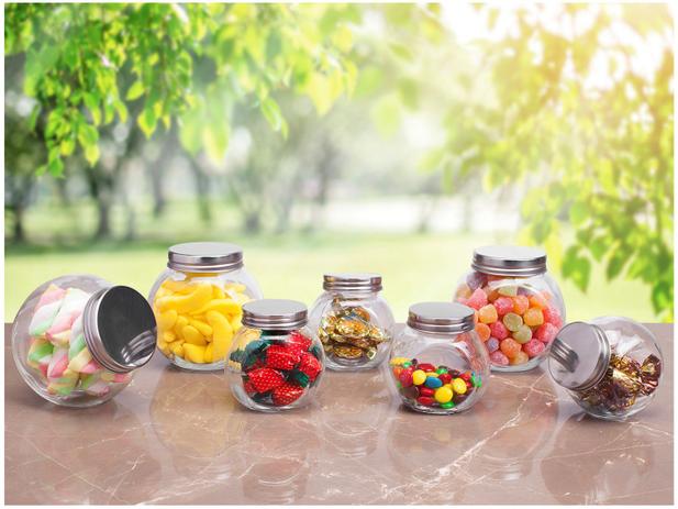 Jogo de Potes de Vidro Casambiente com Tampa – Redondo POVI160 7 Peças