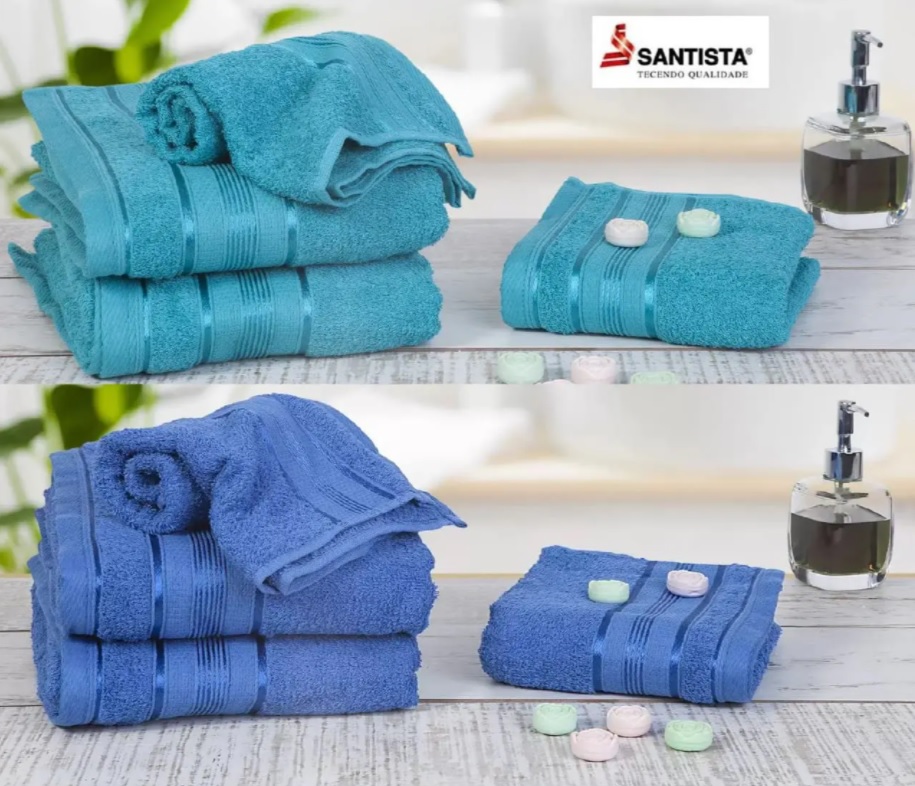 Jogo de Toalha de Banho Santista Royal Knut – 100% Algodão 4 Peças