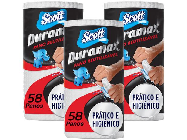 Pano de Limpeza Scott Duramax Reutilizável – 3 Pacotes com 58 Unidades Cada