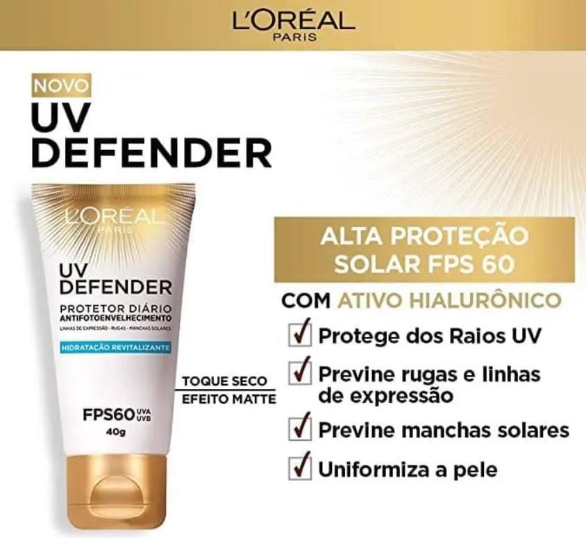 Protetor Diário L’Oréal Paris Uv Defender Hidratação Fps 60, L’Oréal Paris