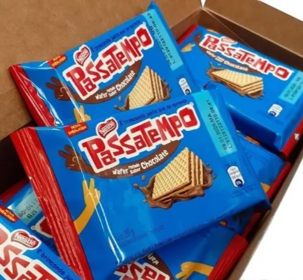 Biscoito, Mini Wafer, Chocolate, Passatempo, 20g