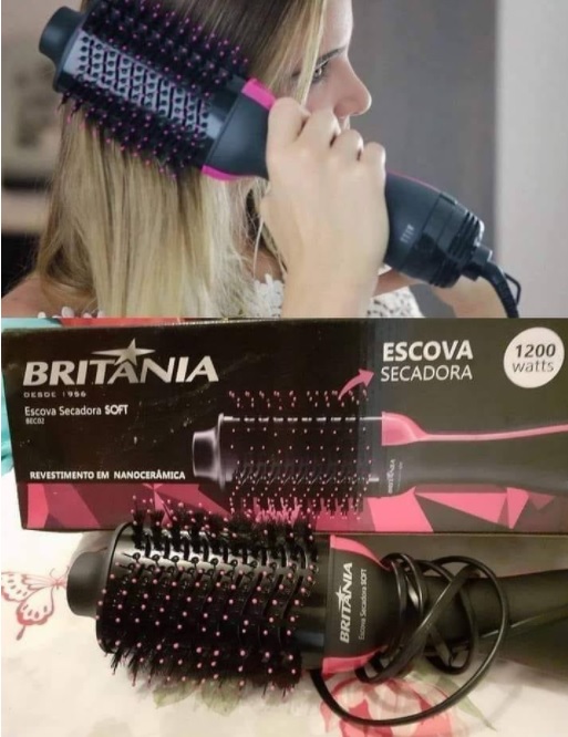 Escova Secadora Britânia Cerâmica 1200W com Íons – 2 Velocidades Soft BEC02 SÓ 110V