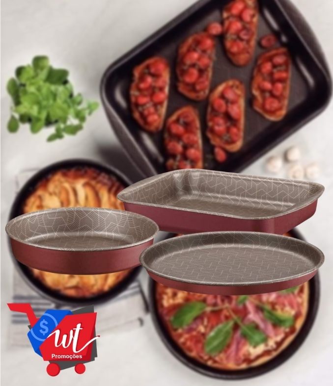 Jogo Assadeiras Alumínio 3pçs Vermelho Tramontina