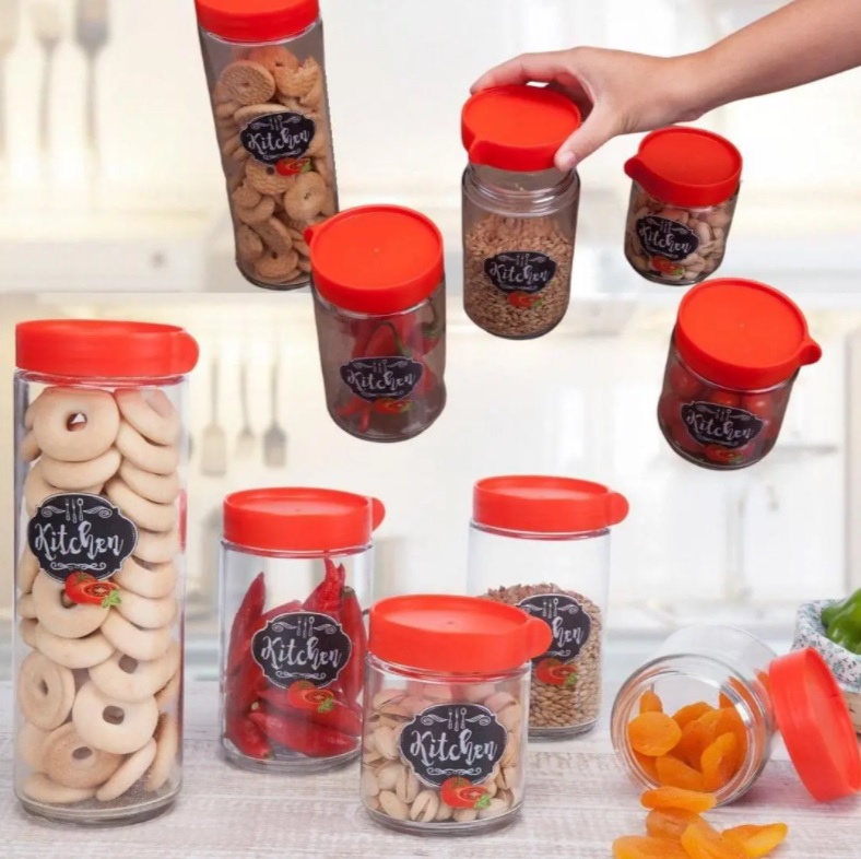 Jogo de Potes de Vidro Casambiente com Tampa – Redondo Kitchen 5 Peças