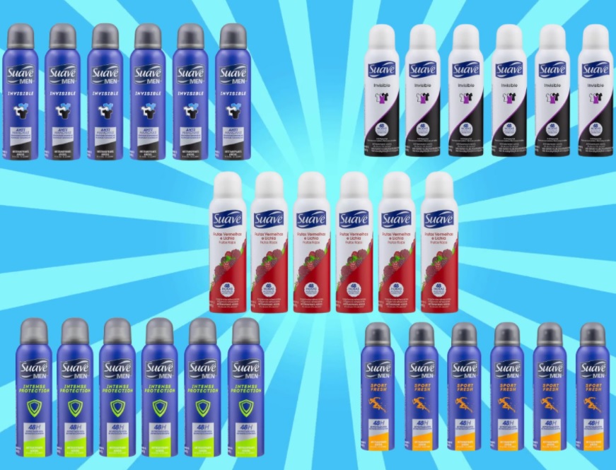 Kit Desodorante Suave – Aerossol Antitranspirante Feminino e Masculino 150ml 6 Unid