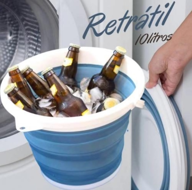 Balde Retrátil Azul 10L OIKOS