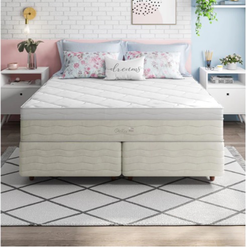 Cama Box Queen Size Premium Sommier + Colchão Queen Size Premium Dallas com Molas Pocket 69x158x198 cm – Bege
