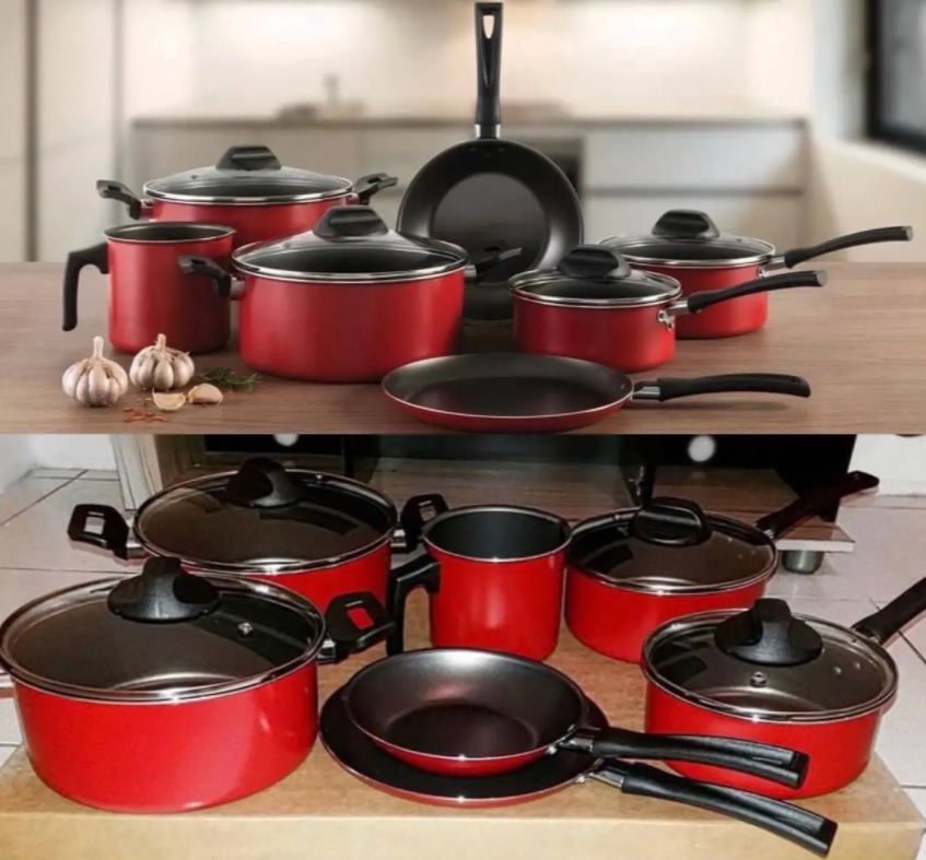 Conjunto de Panelas Brinox Garlic Vermelho
