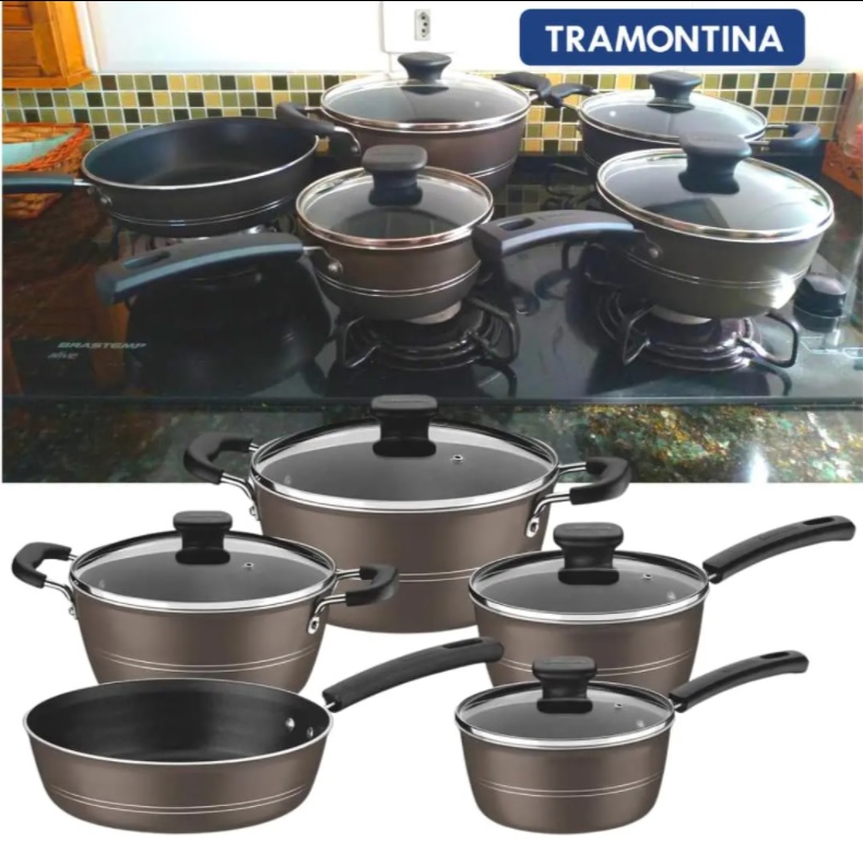 Conjunto de Panelas Tramontina Sicilia com Revestimento Antiaderente Starflon Excellent Cinza – 5 Peças