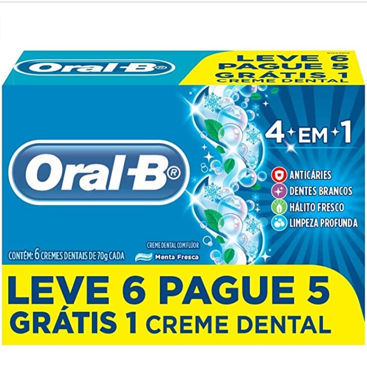 Creme Dental Oral-B 4 em 1 70g Leve 6 Pague 5