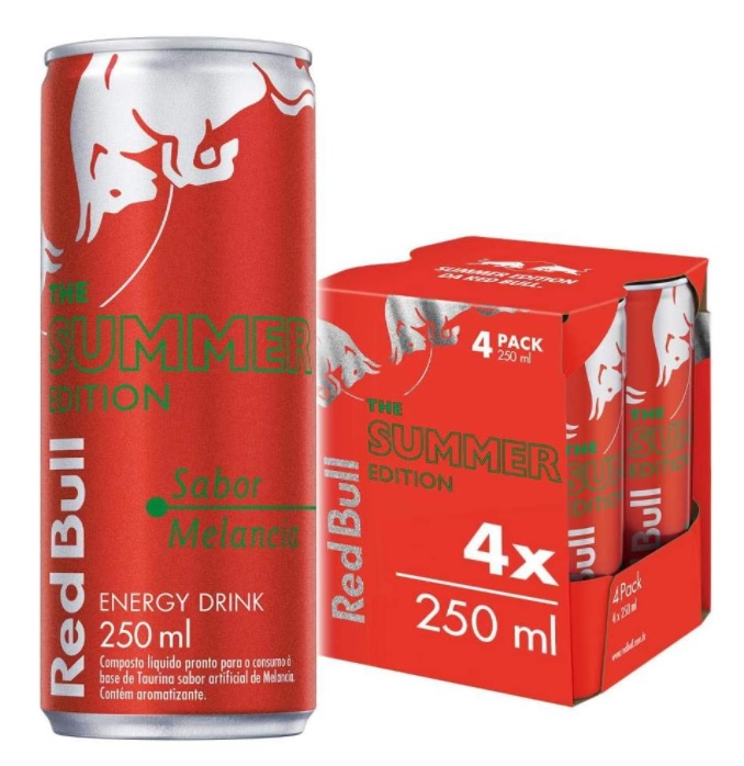 Energético Red Bull Energy Drink, Summer Edition – Melancia, 250 ml (4 latas)