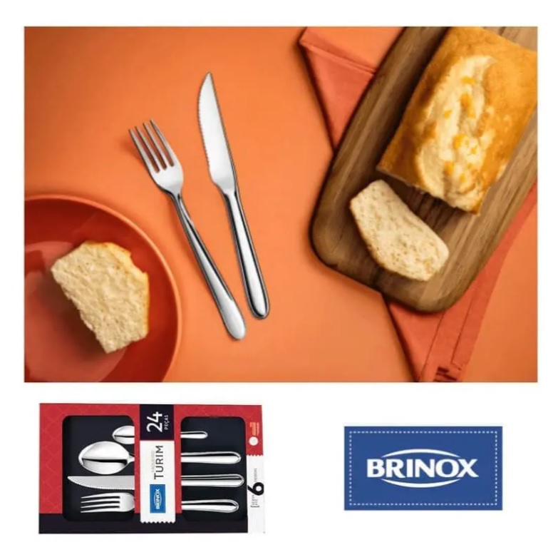 Faqueiro Turim, 24 peças, Embalagem Compacta, Aço Inox, Brinox