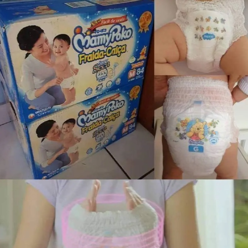 Fralda-Calça Super Seca MamyPoko Tamanho (M 76 un. / G, 64 un. / XG, 56 un. / XXG, 48 un.)