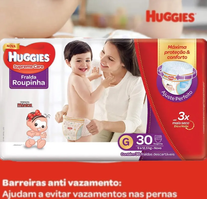 Huggies Fralda Supreme Care Roupinha Mega G, 30 Fraldas