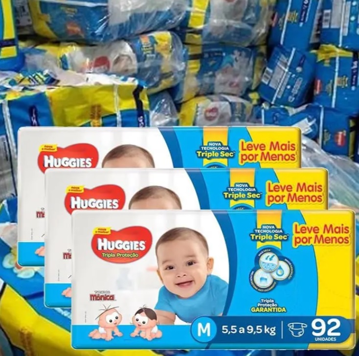 Fralda Tripla Proteção, 92 Unidades. Tam. M