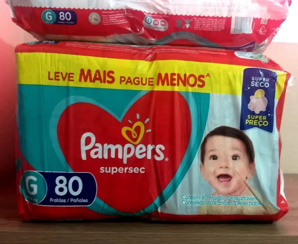 Kit Fralda Pampers Supersec (Tam. M 180 Un. / Tam. G 160 Un. / Tam. XG 136 Un. / Tam. XXG 128 Un.)