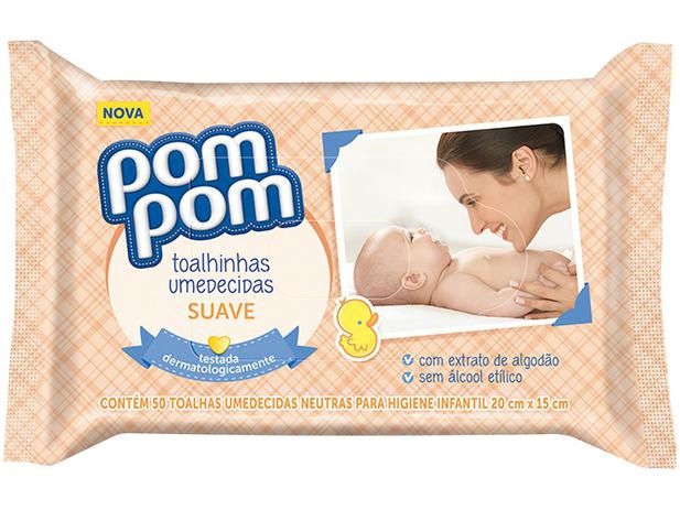 Lenço Umedecido Pom Pom Suave – 50 Unidades