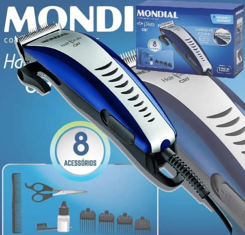 Mondial Cortador de Cabelos Hair Stylo CR-07, 127v, Azul/Prata