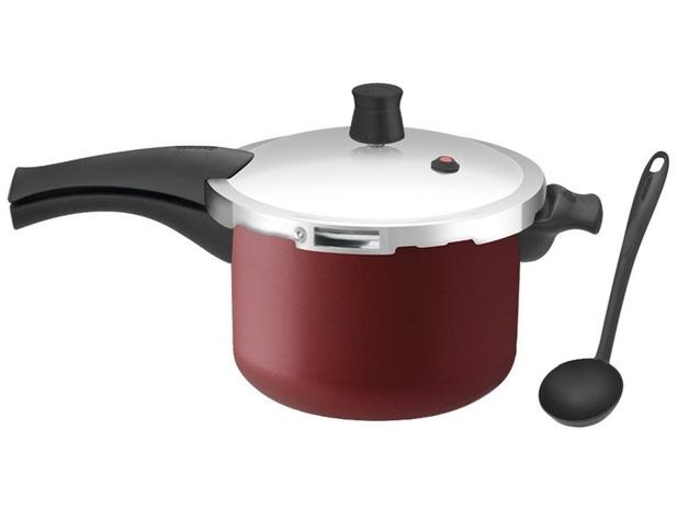 Panela de Pressão Rochedo Antiaderente – 4,5L Vermelha Preferida com Concha