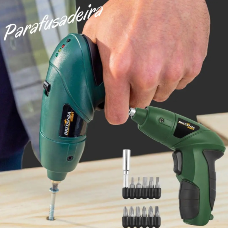 Parafusadeira Britânia Hobby a Bateria 4,8V – 1 Velocidade 12 Peças BPF01