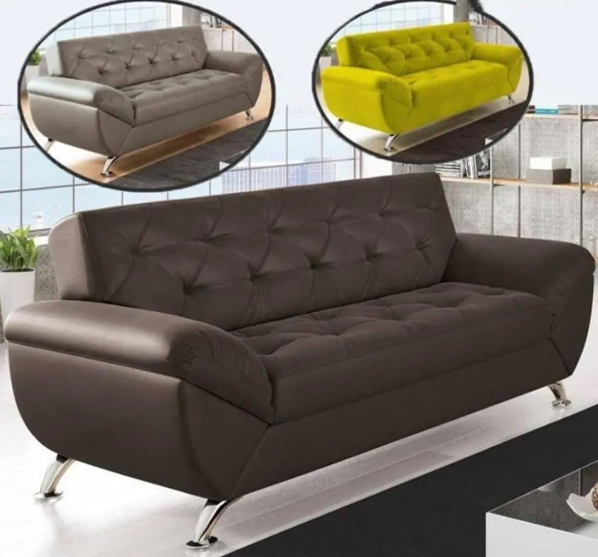 Sofá 3 Lugares Revestimento Suede Larissa Style – Linoforte