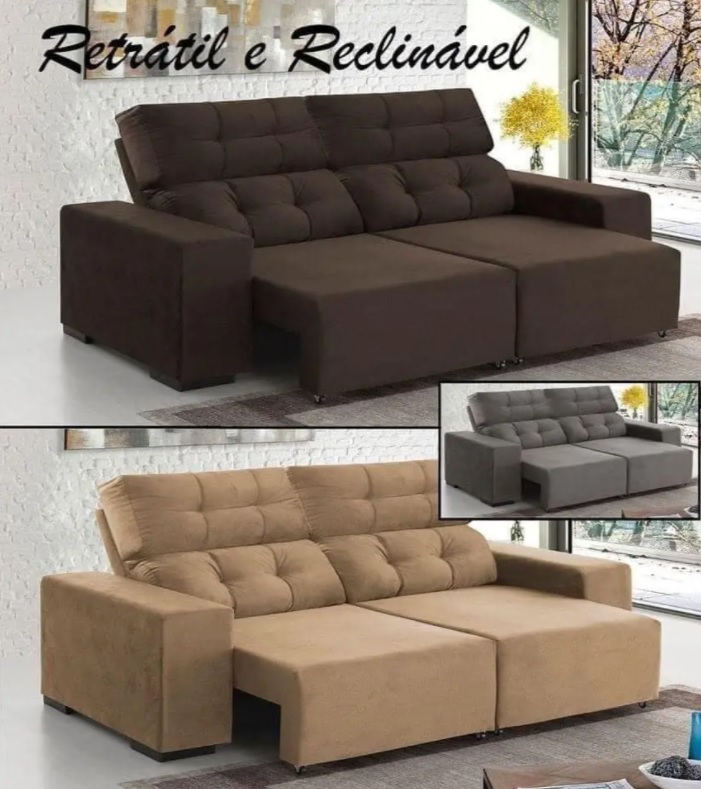 Sofá Retrátil e Reclinável 3 Lugares Animalle – Vaspen Viero Móveis