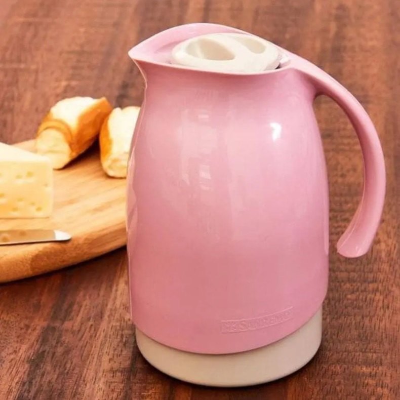 Bule Térmico Plástico, Linha Cuidar, 700 ml, Rosa Baby, Sanremo