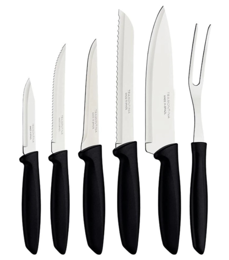 Conjunto de Facas Tramontina Plenus Cabo Preto 6 Peças
