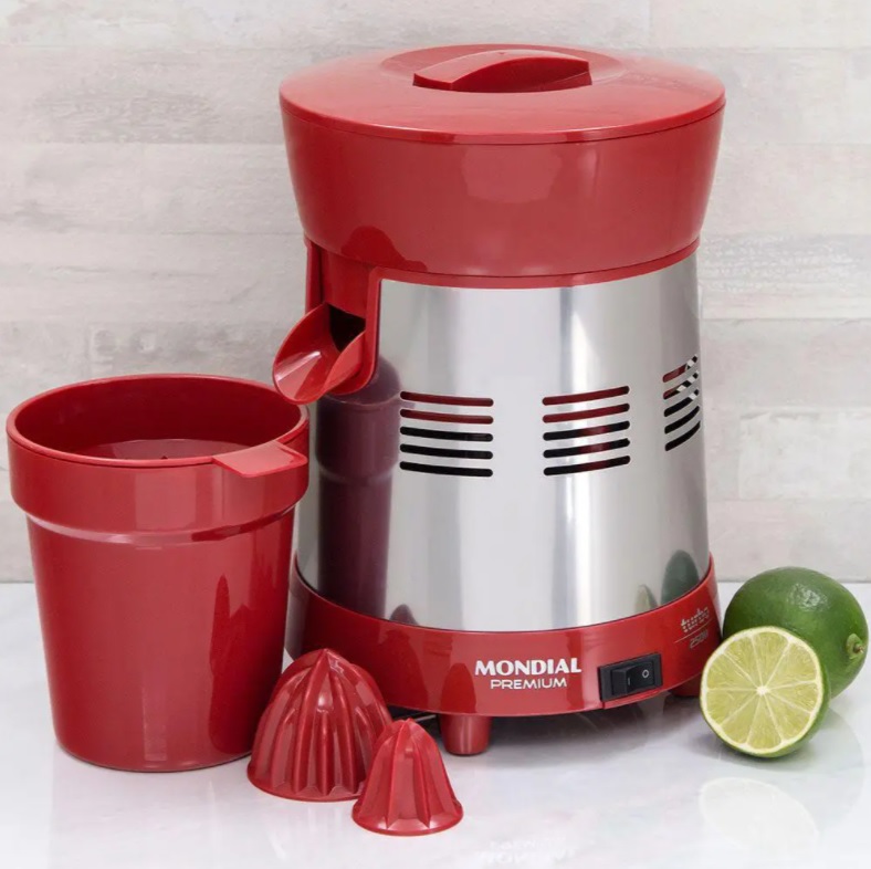 Espremedor Turbo Red Premium Mondial E-24 com Jarra, Peneira, 2 Cones e 250W – Vermelho