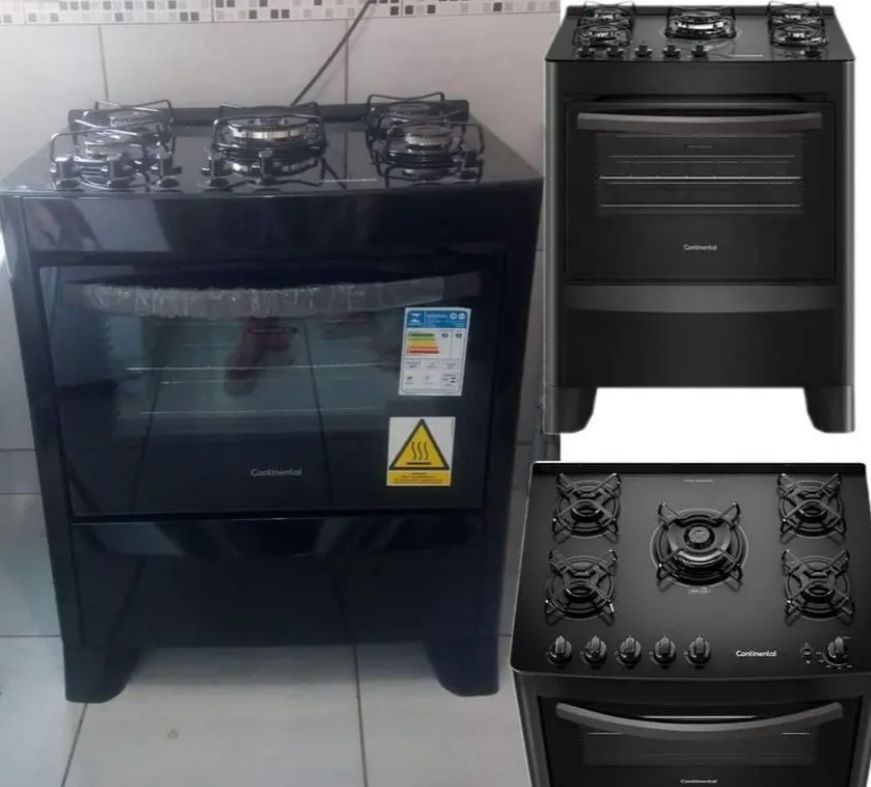 Fogão 5 Bocas Mesa de Vidro Continental Preto – Acendimento Automático FC5VP