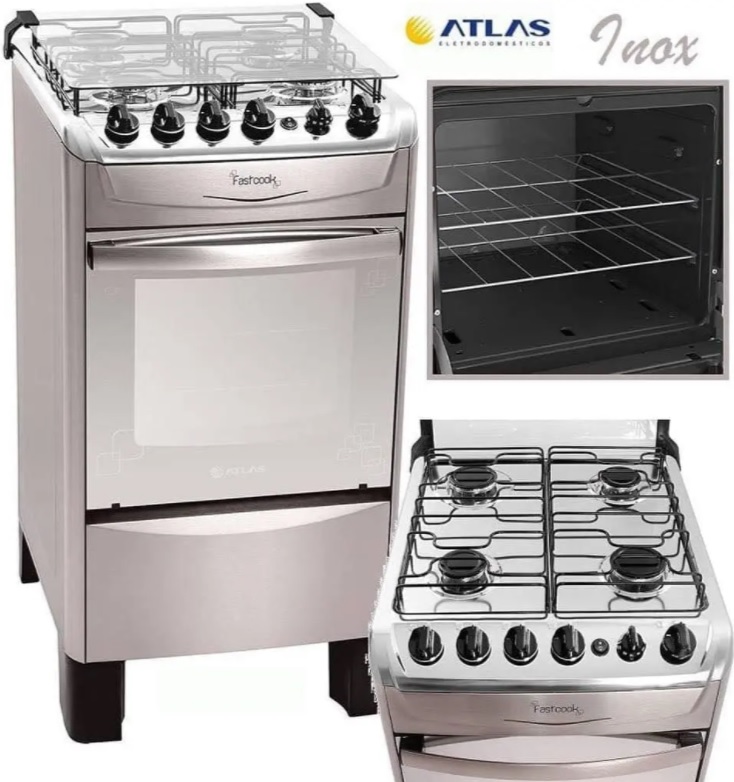 Fogão Atlas 4 Bocas Fastcook Inox – Bivolt
